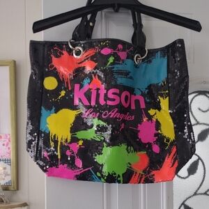 Kitson Black Tote with Vibrant Paint Splashes
